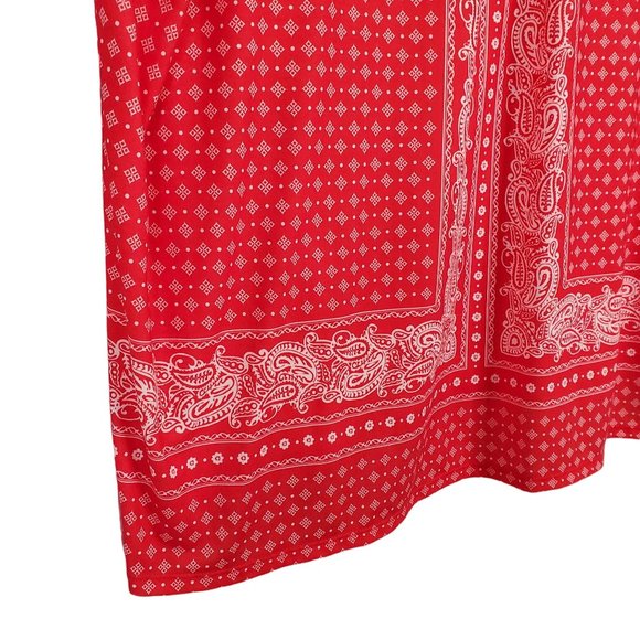 Catherines Size 3X 26/28W Blouse Pullover Stretch Paisley Lace Up Tunic Red - Picture 7 of 10